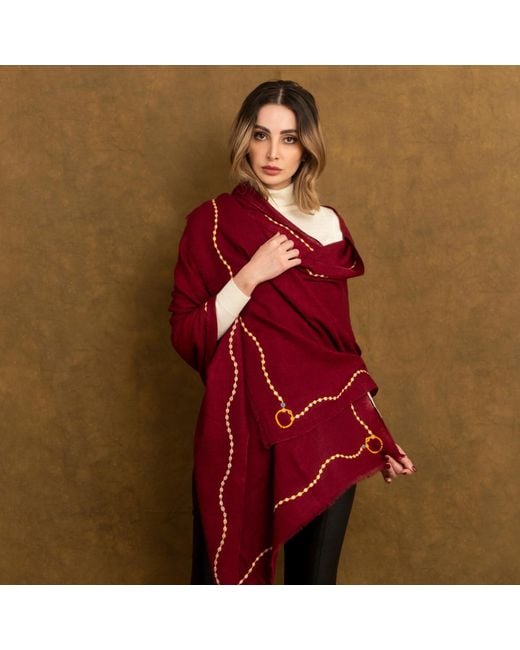Heritagemoda Red Handmade Burgundy Jewel Tone Pashmina Luxury Scarf