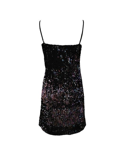 Lalipop Design Sequined Black Velvet Mini Dress
