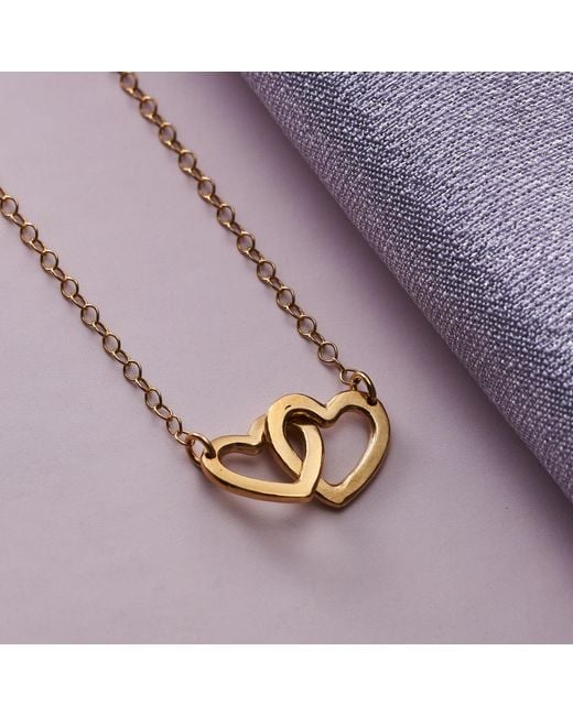 Posh Totty Designs Metallic Yellow Gold Plated Double Heart Necklace
