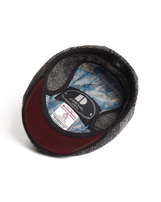 Dasmarca Hats Gray Aaron Harris Tweed Wool Cap With Earflaps for men