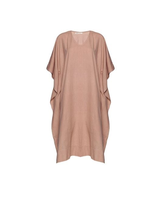 Heritagemoda Pink Neutrals Handwoven Cotton Earthy Peach Kaftan Dress