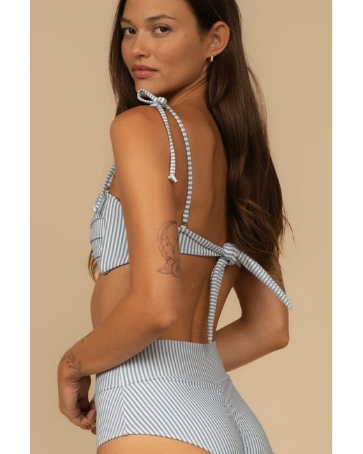 Montce Blue Classic Stripe Tori Ties Bandeau Bikini Top