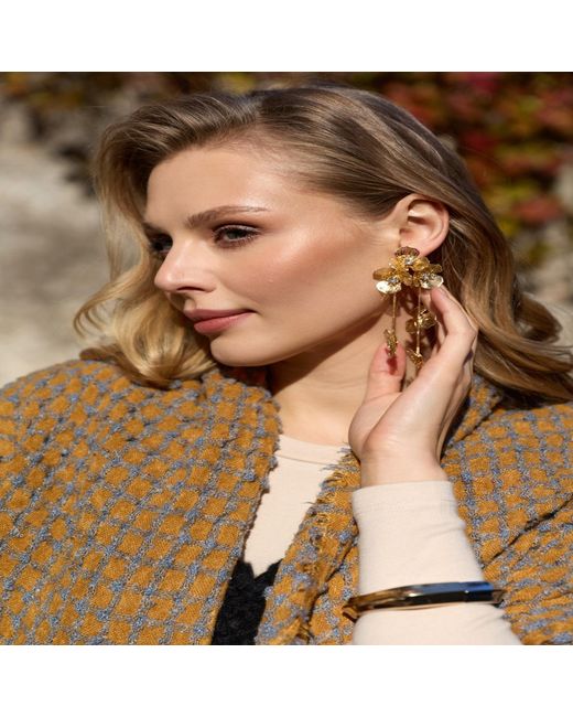 Saachi Metallic Flower Metal Drop Earring