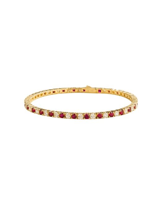Juvetti Metallic Ciclo Tennis Bracelet Set With Ruby & Diamond