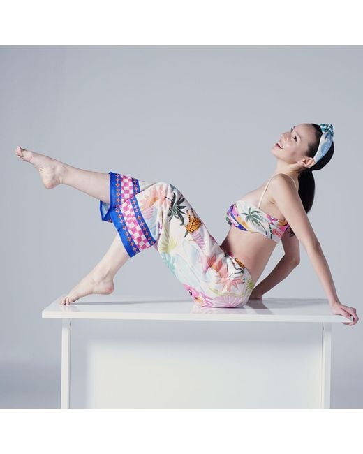 LOVEIST STORE Multicolor Mercy Tropical Print Wide Leg Resort Trousers