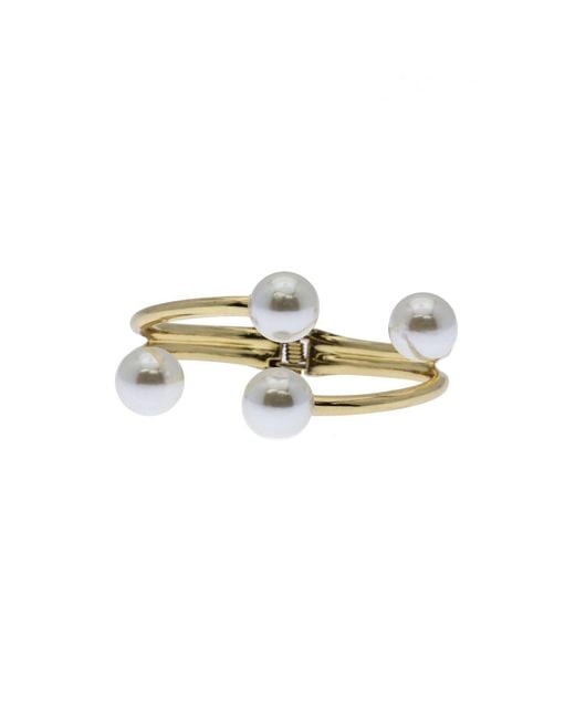 Saachi Metallic Hinged Pearl Cuff Bracelet