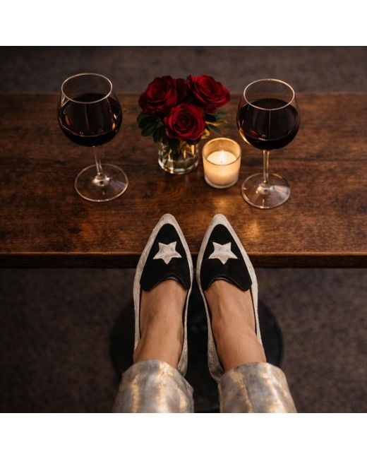 Rosamund Muir London Black Maria Calf Hair & Star Loafers