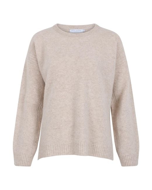 Paul James Knitwear Gray Neutrals Lambswool Louise Drop Shoulder Jumper