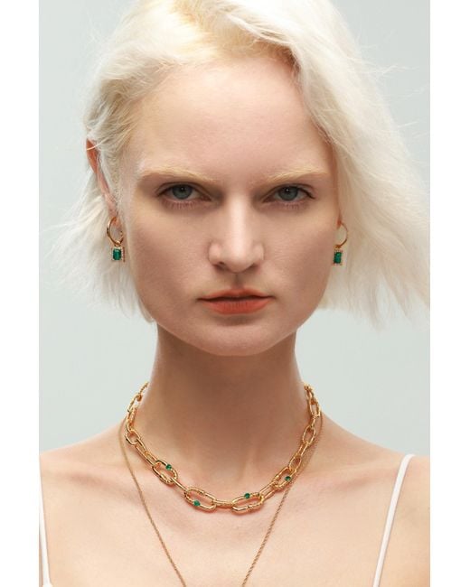 Classicharms Metallic Emerald Hoop Earrings