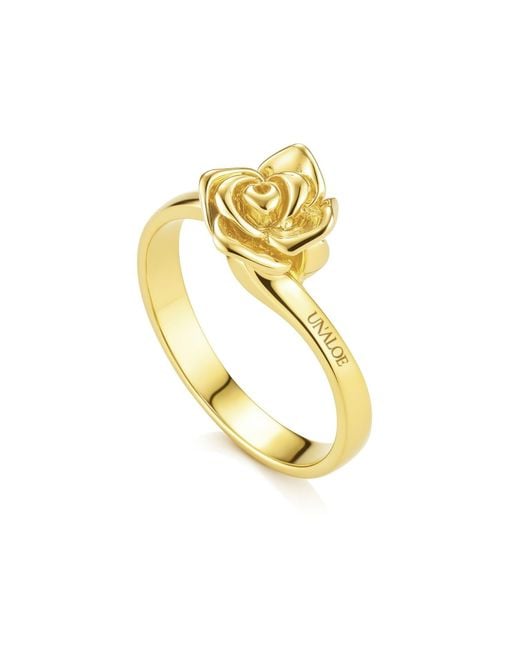 Unaloe Metallic Vermeil Rose Solitaire Ring For – Single Flower Statement Jewel