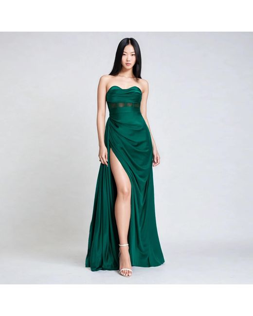 Angelika Jozefczyk Green Emerald Satin Corset Evening Gown Napoli