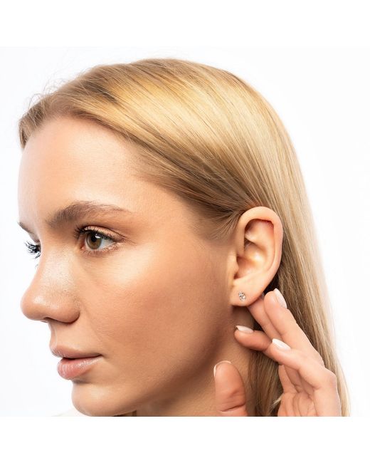 Spero London Metallic 9Ct Solid Marquise Stud Earrings
