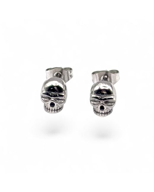 Jagged Halo Jewelry Black Skull Micro Stud Earrings