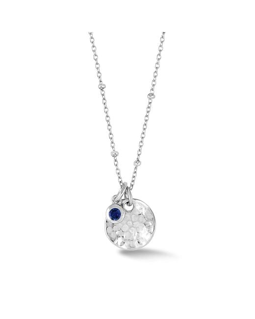 Dower & Hall Metallic Hammered Disc & Sapphire Pendant