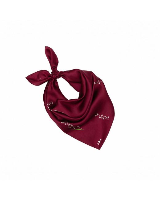 RainSisters Red Small Floral Natural Silk Scarf