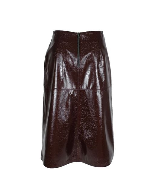 Lalipop Design Purple Mid-length Vegan Patent Leather Maroon Skirt