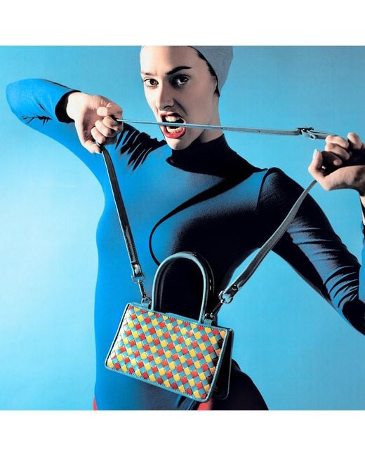 F3Rog by Rana Blue Woven Leather Crossbody Piraye Bag