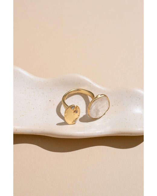 Rare Matters Jewelry White Clear Quartz Gemstone Huggie Ring