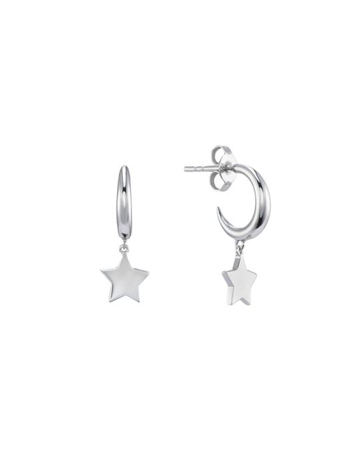 Auree Jewellery Metallic Alta Moon Hoop Earrings With Star Drops