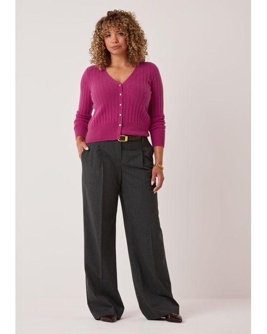 Loop Cashmere Pink Cashmere Wide Rib Cardigan