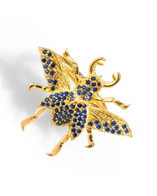 Ebru Jewelry Metallic Queen Bee Sapphire & Chunky Ring