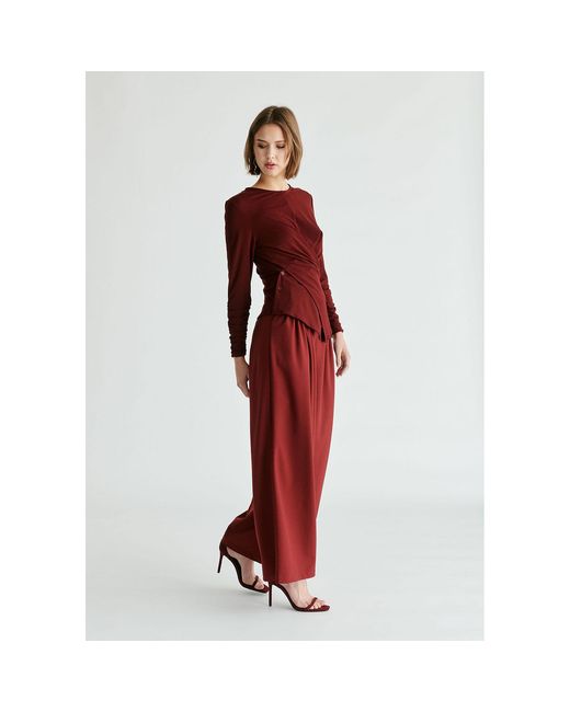 Paisie Red Side Button Jersey Wrap Top