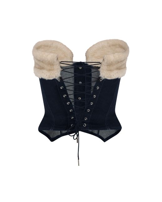 OW Collection Blue Desi Denim Corset Top