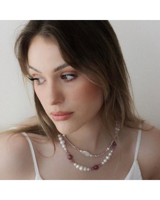 Larsuu Metallic Blush Pearl Necklace