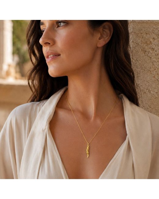 Unaloe Metallic Plated Sterling Blindfold Goddess Italian Horn Pendant Necklace