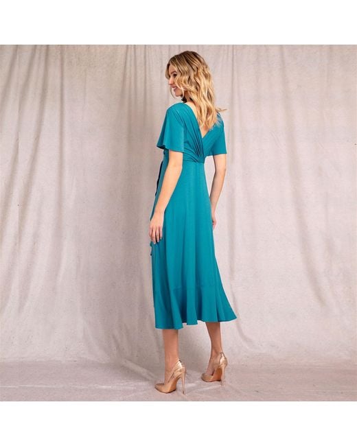 Alie Street London Blue Waterfall Midi Special Occasion Dress
