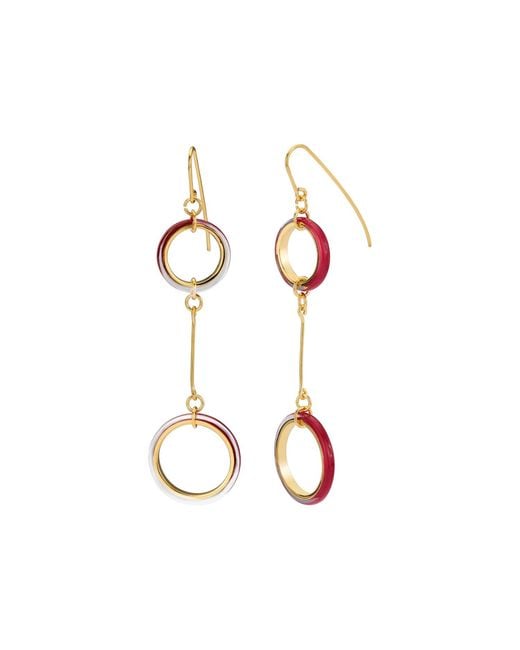 Gold & Honey Multicolor Thin Two Drop Lucite Earrings