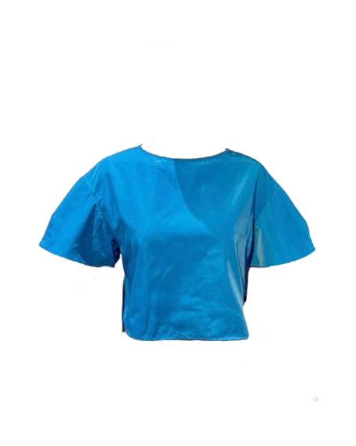 SNIDER Blue Leda Cropped Short Sleeve Top