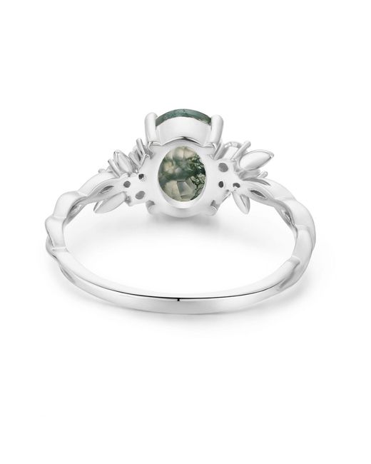 Azura Jewelry New York Green Enchanted Garden Moss Agate Ring Vermeil