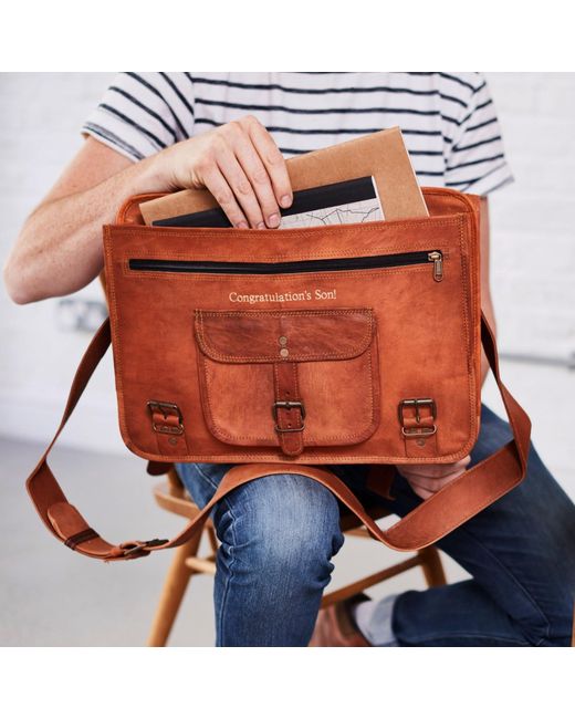 VIDA VIDA Brown Vida Vintage Special Handmade Leather Laptop Bag for men