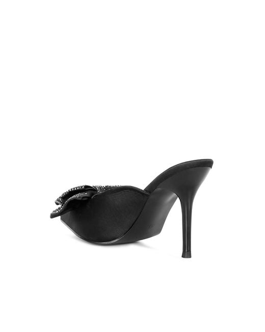 Rag & Co Black Elisda Embellished Bow High Heel Mules
