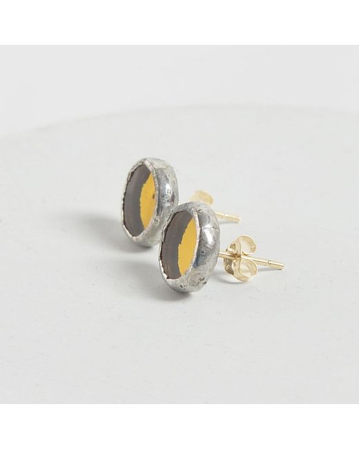 Laura Daili Yellow Full Moon Tiny Mirror Earrings