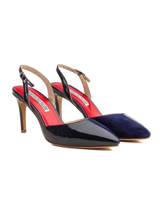 Rosamund Muir London Blue Augusta Duo-Texture Slingback Heels