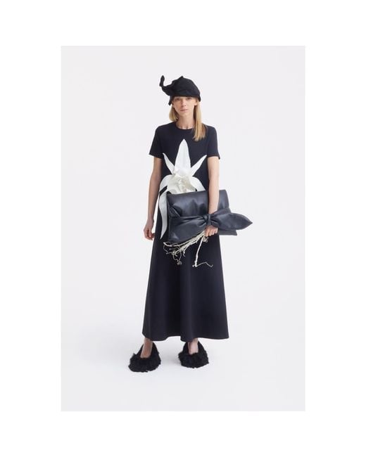Julia Allert Black Bow-Detail Faux Leather Clutch