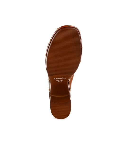 Rag & Co Brown Lyrac Recycled Leather Platform Clogs