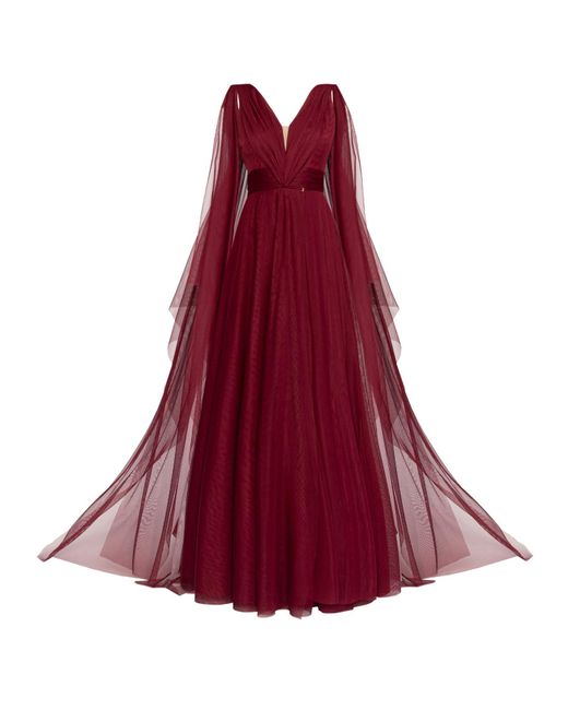 Angelika Jozefczyk Terracotta Tulle Evening Gown Burgund in Red Lyst