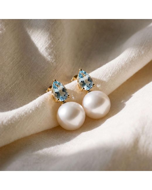 Kai Fine Jewelry Multicolor Solid Natural Aquamarine & Pearl Venus Tears Convertible Earrings