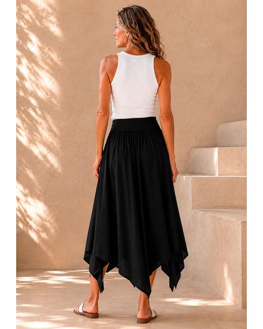 Lumina Eligma Black Bohemian Midi Skirt
