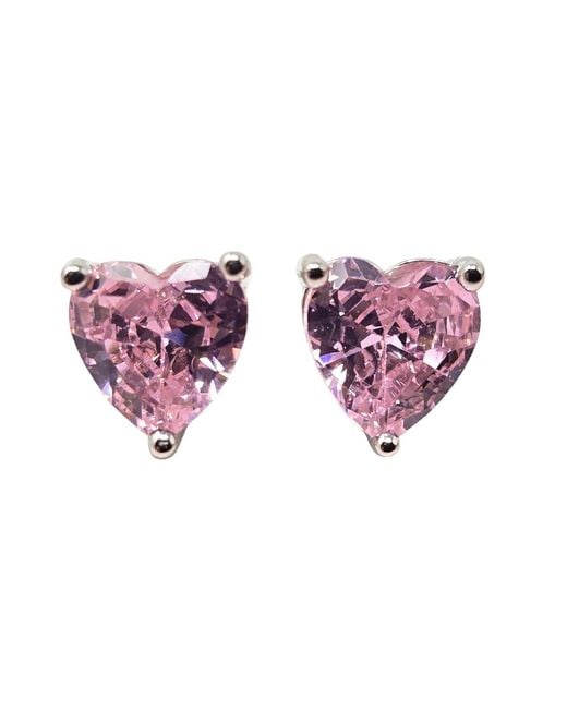 Harfi Purple Tourmaline Heart Sterling Stud Gemstone Earrings