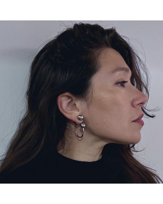 London Atelier Byproduct Blue Geometric Balls Hoop Earrings