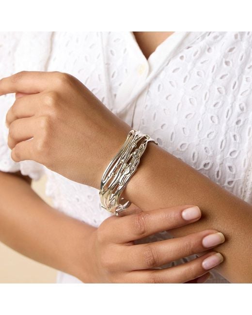 Isla Silver White Handcrafted Sterling Bangle With Details