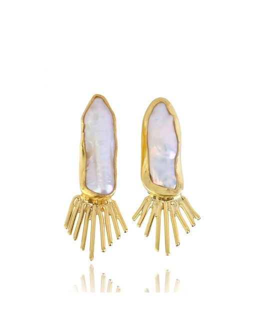 Ece London Metallic The Theia Pearl Earrings