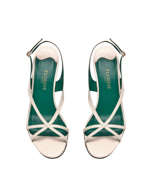 Florrie Metallic Matilda 75Mm Leather Strappy Sandal Ivory