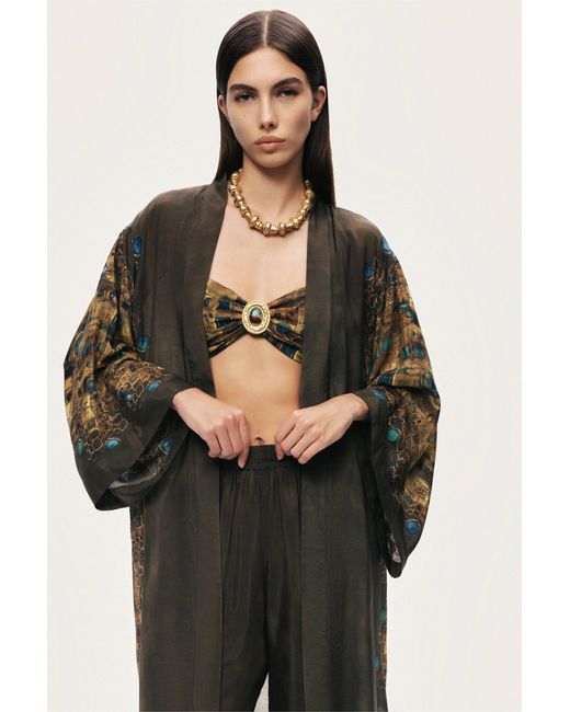 Nocturne Green Printed Ring Detail Crop Top
