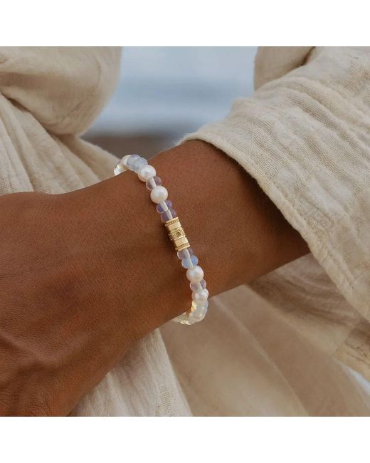 Karma and Luck Metallic Endless Harmony Pearl Opal Greek Key Bracelet
