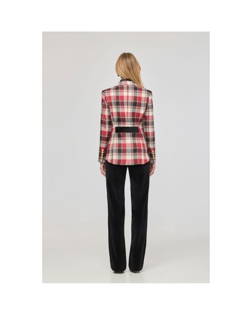 The Extreme Collection Red Neutrals Tartan Wool Blazer Duncan